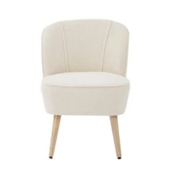 Fauteuil TIVOLI Tissu Bouclette Beige -Maison Jardin Élégance fauteuil tivoli en teddy beige 2