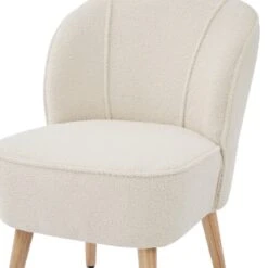Fauteuil TIVOLI Tissu Bouclette Beige -Maison Jardin Élégance fauteuil tivoli en teddy beige 4