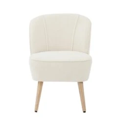 Fauteuil TIVOLI Tissu Bouclette Blanc -Maison Jardin Élégance fauteuil tivoli en teddy blanc 2