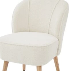 Fauteuil TIVOLI Tissu Bouclette Blanc -Maison Jardin Élégance fauteuil tivoli en teddy blanc 4