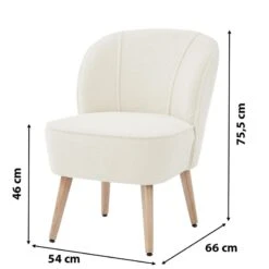 Fauteuil TIVOLI Tissu Bouclette Blanc -Maison Jardin Élégance fauteuil tivoli en teddy blanc 5