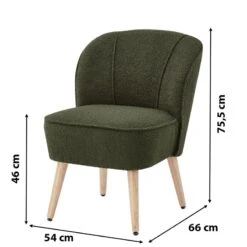 Fauteuil TIVOLI Tissu Bouclette Kaki -Maison Jardin Élégance fauteuil tivoli en teddy kaki 5