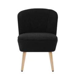 Fauteuil TIVOLI Tissu Bouclette Noir -Maison Jardin Élégance fauteuil tivoli en teddy noir 2