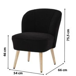 Fauteuil TIVOLI Tissu Bouclette Noir -Maison Jardin Élégance fauteuil tivoli en teddy noir 5