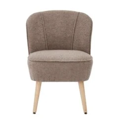 Fauteuil TIVOLI Tissu Bouclette Taupe -Maison Jardin Élégance fauteuil tivoli en teddy taupe 2