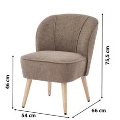 Fauteuil TIVOLI Tissu Bouclette Taupe -Maison Jardin Élégance fauteuil tivoli en teddy taupe 5