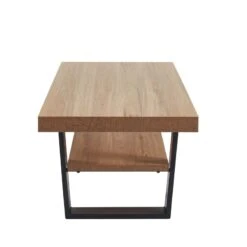 Table Basse FELIX Effet Chêne Et Métal Noir Double Plateau 9 Table Basse FELIX Effet Chêne Et Métal Noir Double Plateau -Maison Jardin Élégance felix06 table basse 1 etagere et pieds en metal melamine 4