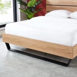 Lit FELIX Effet Chêne Et Métal Noir 160x200 Sommier Inclus 14 Lit FELIX Effet Chêne Et Métal Noir 160x200 Sommier Inclus -Maison Jardin Élégance felix11 lit 200 cm pieds en metal melamine 4