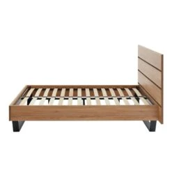 Lit FELIX Effet Chêne Et Métal Noir 140x190 Sommier Inclus -Maison Jardin Élégance felix12 lit en bois 180 cm pieds en metal melamine 7