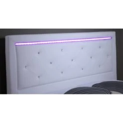 Lit à Led FILIP Simili Blanc Et Strass 160x200 Sommier Inclus -Maison Jardin Élégance filip lit 160 blanc avec led 1