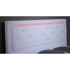 Lit à Led FILIP Simili Blanc Et Strass 160x200 Sommier Inclus -Maison Jardin Élégance filip lit 160 blanc avec led 2