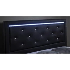 Lit à Led FILIP Simili Noir 160x200 Sommier Inclus 14 Lit à Led FILIP Simili Noir 160x200 Sommier Inclus -Maison Jardin Élégance filip lit 160 noir avec led 3