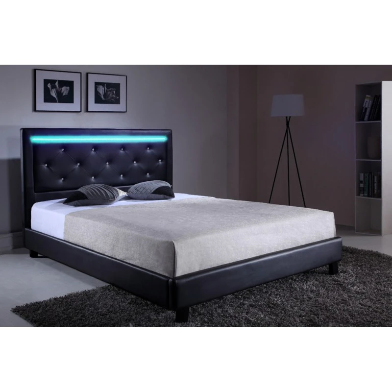 Lit à Led FILIP Simili Noir 160x200 Sommier Inclus 8 Lit à Led FILIP Simili Noir 160x200 Sommier Inclus – Image 8