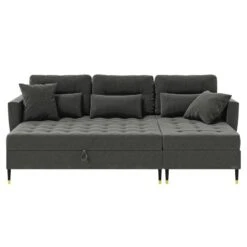 Cacharel Canapé D'angle HONORE En Velours Gris Et Son Banc Coffre 9 Cacharel Canapé D'angle HONORE En Velours Gris Et Son Banc Coffre -Maison Jardin Élégance honore canape d angle velours gris hockerstorage canape convertible 3pl 2