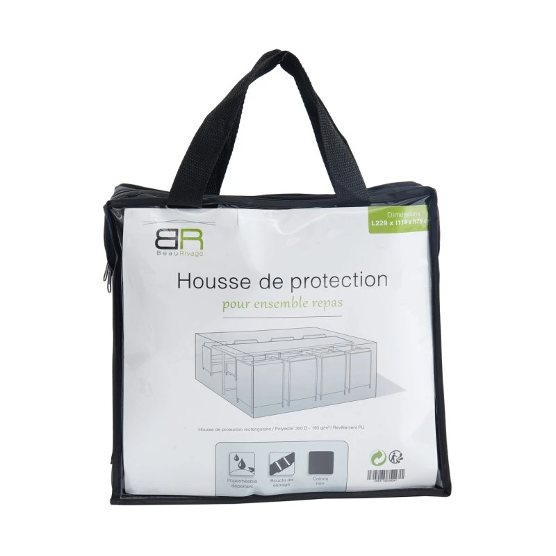 Housse De Protection Pour Ensemble Repas 8 Places Noir 2 Housse De Protection Pour Ensemble Repas 8 Places Noir – Image 2