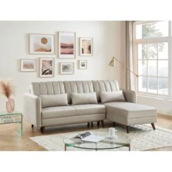 Canapé D'angle IDAHO En Tissu Sable Convertible -Maison Jardin Élégance idahoancvtxsable canape angle 3