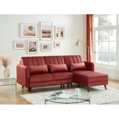 Canapé D'angle IDAHO En Tissu Terracotta Avec Angle Convertible -Maison Jardin Élégance idahoancvtxterra canape angle 4