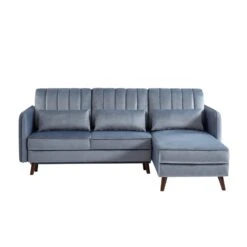 Canapé D'angle IDAHO En Velours Gris Convertible -Maison Jardin Élégance idahoancvvvgr canape angle 3