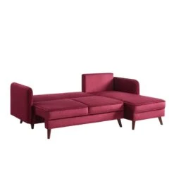 Canapé D'angle IDAHO En Velours Rouge Bordeaux Convertible -Maison Jardin Élégance idahoancvvvrg canape angle 2