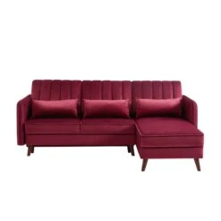 Canapé D'angle IDAHO En Velours Rouge Bordeaux Convertible -Maison Jardin Élégance idahoancvvvrg canape angle 4