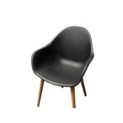 Lot 4 Chaises De Jardin KIRA En Plastique Et Pieds Bois Coloris Noir -Maison Jardin Élégance kira4nr lot 4 chaises noir 3