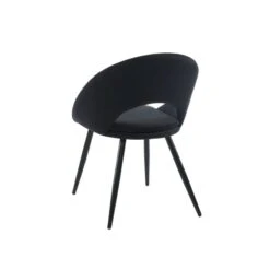 Chaise LEONIE Velours Noir Pieds En Métal Noir -Maison Jardin Élégance leonie chaise en velours noir 4