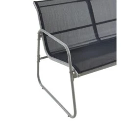 Salon De Jardin LISBOA En Acier Et Textilène Noir 4 Places -Maison Jardin Élégance lisboa sofa set noir 4pcs 3