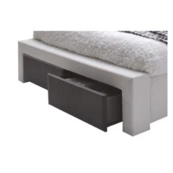 Lit à Tiroirs IMAGINA Simili Blanc Et Noir 140x190 Sommier Inclus -Maison Jardin Élégance lit 2 tiroirs imagina 140x190 3