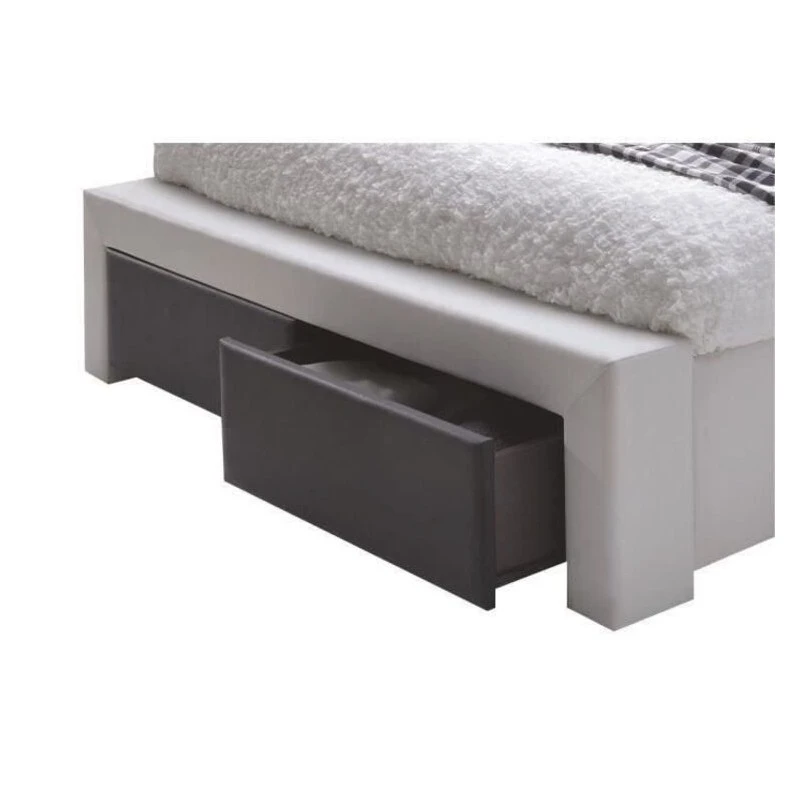 Lit à Tiroirs IMAGINA Simili Blanc Et Noir 160x200 Sommier Inclus 3 Lit à Tiroirs IMAGINA Simili Blanc Et Noir 160x200 Sommier Inclus – Image 3