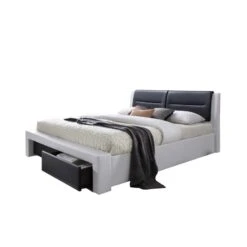 Lit à Tiroirs IMAGINA Simili Blanc Et Noir 160x200 Sommier Inclus 9 Lit à Tiroirs IMAGINA Simili Blanc Et Noir 160x200 Sommier Inclus -Maison Jardin Élégance lit 2 tiroirs imagina 160x200 4