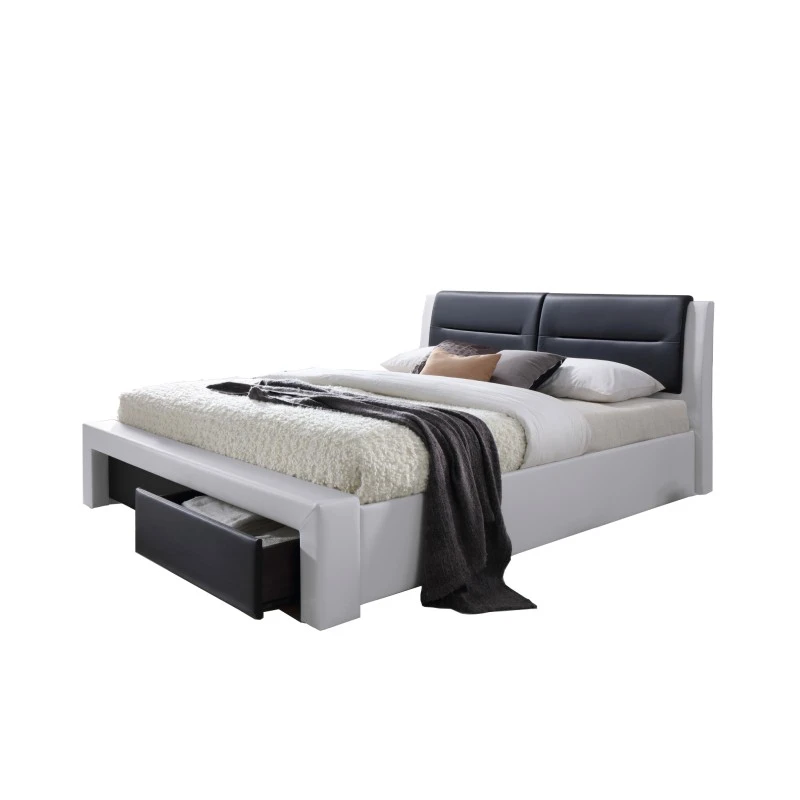 Lit à Tiroirs IMAGINA Simili Blanc Et Noir 160x200 Sommier Inclus 5 Lit à Tiroirs IMAGINA Simili Blanc Et Noir 160x200 Sommier Inclus – Image 5