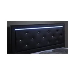 Lit à Led FILIP Simili Noir Et Strass 140x190 Sommier Inclus -Maison Jardin Élégance lit a led filip 140x190cm 4