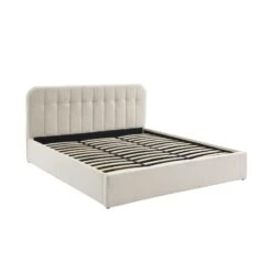 Lit Coffre ANDRE Tissu Bouclette écru 180x200 Sommier Inclus -Maison Jardin Élégance lit coffre andre tissu bouclettes ecru 180x200 sommier inclus 3
