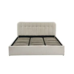 Lit Coffre ANDRE Tissu Bouclette écru 180x200 Sommier Inclus -Maison Jardin Élégance lit coffre andre tissu bouclettes ecru 180x200 sommier inclus 5