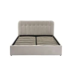 Lit Coffre ANDRE Velours Beige Sable 160x200 Sommier Inclus -Maison Jardin Élégance lit coffre andre velours beige sable 160x200 sommier inclus 3