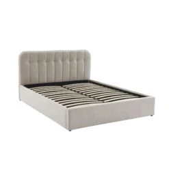 Lit Coffre ANDRE Velours Beige Sable 160x200 Sommier Inclus -Maison Jardin Élégance lit coffre andre velours beige sable 160x200 sommier inclus 4