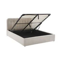 Lit Coffre ANDRE Velours Beige Sable 160x200 Sommier Inclus -Maison Jardin Élégance lit coffre andre velours beige sable 160x200 sommier inclus 5