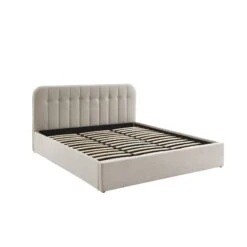 Lit Coffre ANDRE Velours Beige Sable 180x200 Sommier Inclus -Maison Jardin Élégance lit coffre andre velours beige sable 180x200 sommier inclus 3