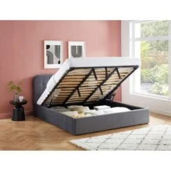 Lit Coffre ANDRE Velours Gris Anthracite Sommier 180x200 Inclus -Maison Jardin Élégance lit coffre andre velours gris anthracite sommier 180x200cm inclus 1