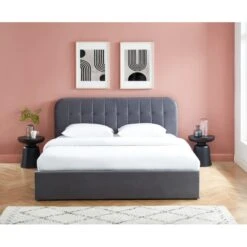 Lit Coffre ANDRE Velours Gris Anthracite Sommier 180x200 Inclus -Maison Jardin Élégance lit coffre andre velours gris anthracite sommier 180x200cm inclus 2