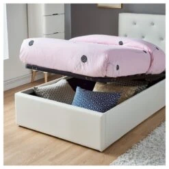 Lit Coffre Enfant BAHIA Simili Blanc 90x190 Sommier Inclus -Maison Jardin Élégance lit coffre enfant bahia 1