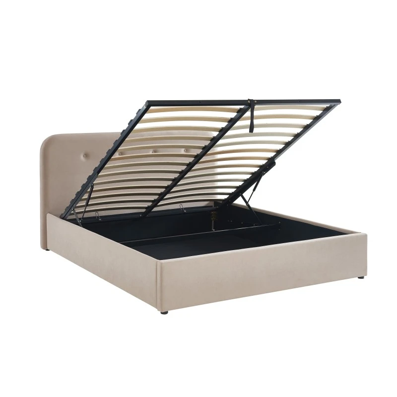 Lit Coffre KNUT Velours Beige Sable 160x200 Sommier Inclus 7 Lit Coffre KNUT Velours Beige Sable 160x200 Sommier Inclus – Image 7