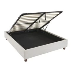 Lit Coffre KORALL Tissu Bouclette écru 160x200 Sommier Inclus -Maison Jardin Élégance lit coffre korall tissu bouclettes ecru 160x200 sommier 5