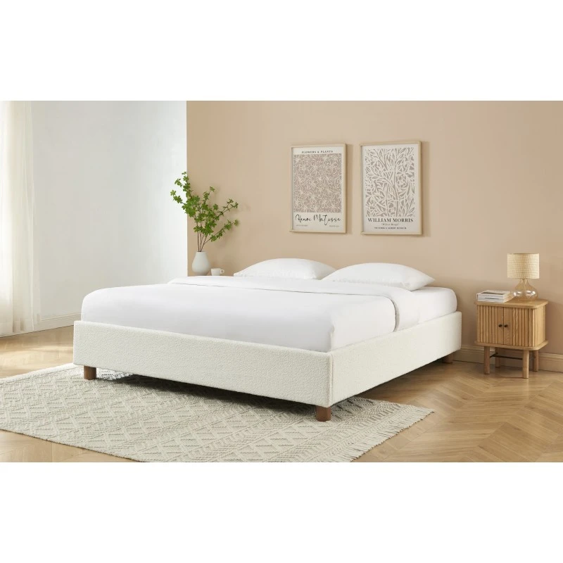 Lit Coffre KORALL Tissu Bouclette écru 180x200 Sommier Inclus 3 Lit Coffre KORALL Tissu Bouclette écru 180x200 Sommier Inclus – Image 3