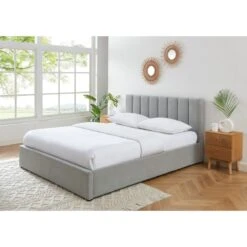 Lit Coffre MARIUS Tissu Gris Perle 160x200 Sommier Inclus -Maison Jardin Élégance lit coffre marius velours gris perle 160x200 sommier inclus 1