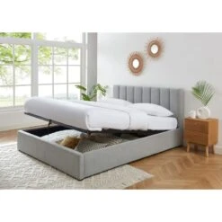 Lit Coffre MARIUS Tissu Gris Perle 160x200 Sommier Inclus -Maison Jardin Élégance lit coffre marius velours gris perle 160x200 sommier inclus 2