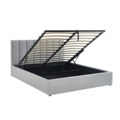 Lit Coffre MARIUS Tissu Gris Perle 160x200 Sommier Inclus -Maison Jardin Élégance lit coffre marius velours gris perle 160x200 sommier inclus 4