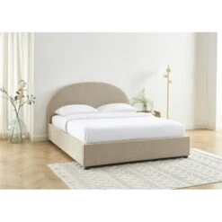 Lit Coffre OLAF Tissu Bouclette Beige 160x200 Sommier Inclus -Maison Jardin Élégance lit coffre olaf laine bouclee beige 160x200 sommier inclus 1