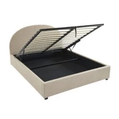 Lit Coffre OLAF Tissu Bouclette Beige 160x200 Sommier Inclus -Maison Jardin Élégance lit coffre olaf laine bouclee beige 160x200 sommier inclus 6