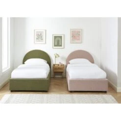 Lit Coffre OLAF Tissu Bouclette Kaki 90x190 Sommier Inclus -Maison Jardin Élégance lit coffre olaf laine bouclee kaki 90x190 sommier inclus 1